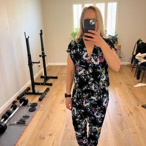 Aqua floral jumpsuit